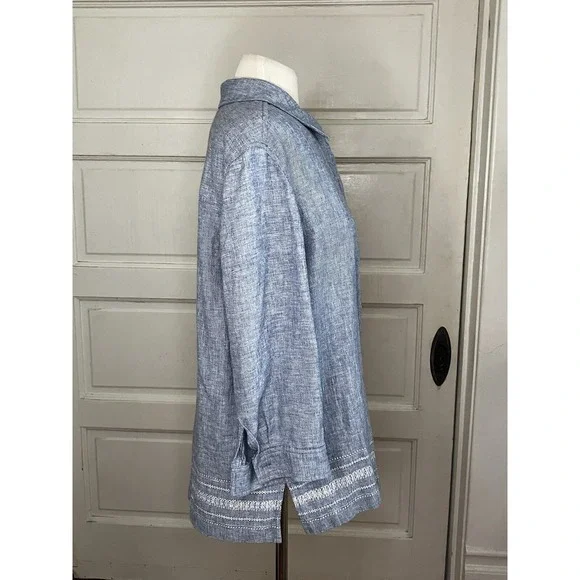 Norton Mcnaughton Shirt Women's Size L Blue 3/4 Sleeve - Picture 7 of 9